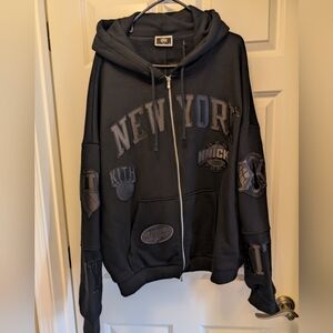 Kith For New York Black Zip-Up NY Knicks Hoodie